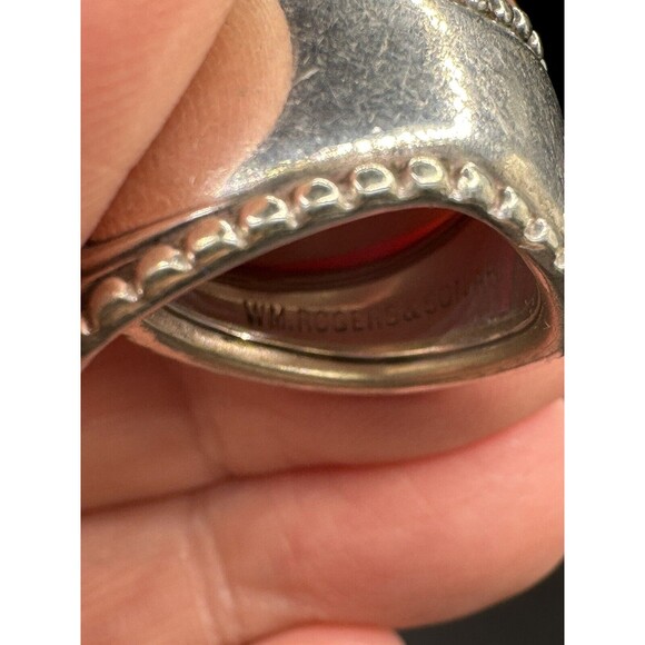 Wm Rogers Spoon Ring Size 7 Vintage Scroll Work Chunky Artisan Boho Silver Plate - Picture 6 of 7